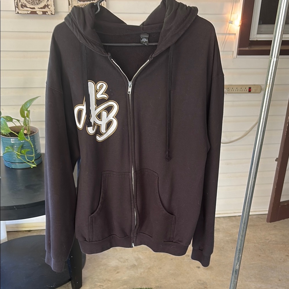 Black Zip-Up Hoodie with Logo